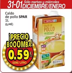 Oferta de Spar - Caldo De Pollo por 0,59€ en SPAR