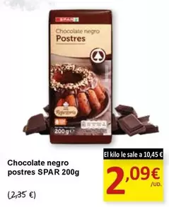 Oferta de Spar - Chocolate Negro Postres por 2,09€ en SPAR