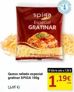 Oferta de Queso Rallado Especial Gratinar por 1,19€ en SPAR