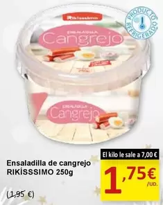 Oferta de Rikisssimo - Ensaladilla De Cangrejo por 1,75€ en SPAR