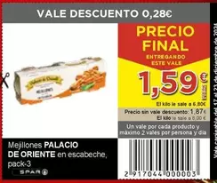 Oferta de Palacio de Oriente - Mejillones por 1,59€ en SPAR