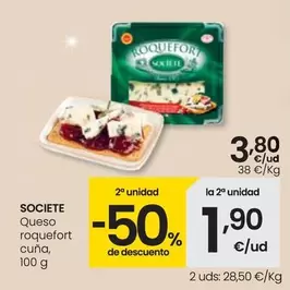 Oferta de Societe - Queso Roquefort Cuna por 3,8€ en Eroski