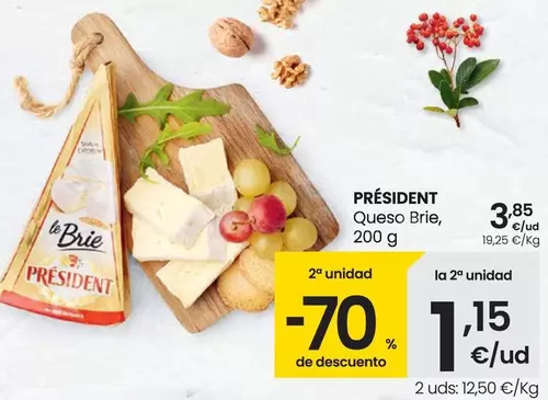 Oferta de Président - Queso Brie por 3,85€ en Eroski