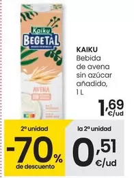 Oferta de Kaiku - Bebida De Avena Sin Azucar Anadido por 1,69€ en Eroski