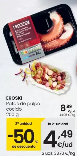 Oferta de Eroski - Patas De Pulpo Cocido por 8,99€ en Eroski