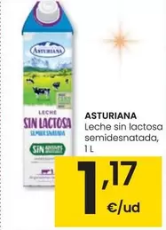 Oferta de Asturiana - Leche Sin Lactosa Semidesnatada por 1,17€ en Eroski