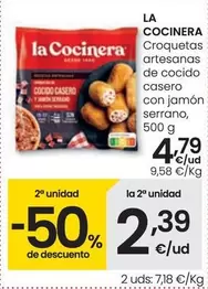 Oferta de La Cocinera - Croquetas Artesanas De Cocido Casero Con Jamon Serrano por 4,79€ en Eroski