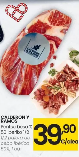 Oferta de Calderon Y Ramos - 1/2 Paleta De Cebo Iberico 50% por 39,9€ en Eroski