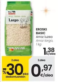 Oferta de Eroski - Basic Arroz Largo por 1,38€ en Eroski