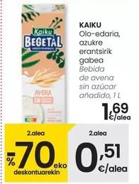 Oferta de Kaiku - Bebida De Avena Sin Azucar Anadido por 1,69€ en Eroski