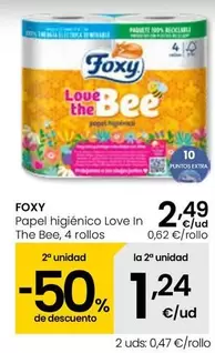 Oferta de Foxy - Papel Higiénico Love In The Bee por 2,49€ en Eroski