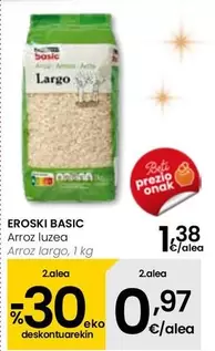 Oferta de Eroski - Basic Arroz Largo por 1,38€ en Eroski