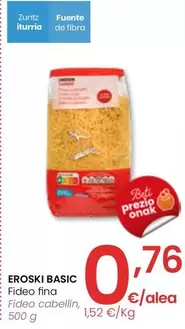 Oferta de Eroski - Fideo Cabellín por 0,76€ en Eroski