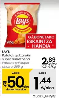 Oferta de Lay's - Patatas Sal Super Ahorro por 2,89€ en Eroski