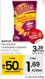 Oferta de Ruffles - Patatas Sabor Jamón por 3,39€ en Eroski