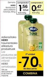 Oferta de Hero - Bolsita Eco Pera Plátano Naranja por 1,56€ en Eroski