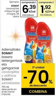 Oferta de Somat - Lavavajillas Maquina Gel Vinagre por 6,39€ en Eroski