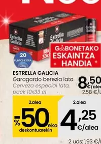 Oferta de Estrella Galicia - Cerveza Especial Lata por 8,5€ en Eroski