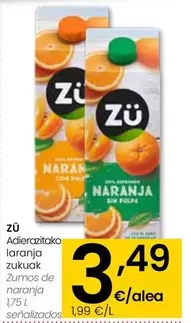 Oferta de Zü - Zumos De Naranja por 3,49€ en Eroski