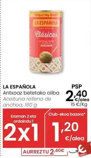 Oferta de La Española - Aceituna Rellena De Anchoa por 2,4€ en Eroski