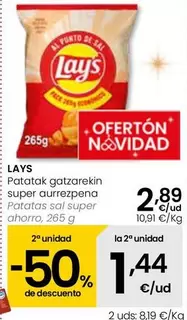 Oferta de Lay'S - Patatas Sal Super Ahorro por 2,89€ en Eroski