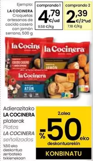 Oferta de La Cocinera - Croquetas Artesanas De Cocido Casero Con Jamón Serrano por 4,79€ en Eroski