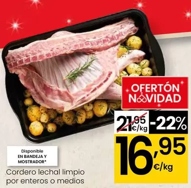 Oferta de Cordero Lechal Limpio Por Enteros O Medios por 16,95€ en Eroski