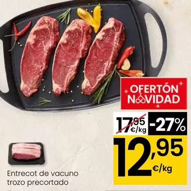 Oferta de Entrecot De Vacuno Trozo Precortado por 12,95€ en Eroski