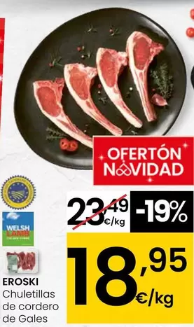 Oferta de Eroski - Chuletillas De Cordero De Gales por 18,95€ en Eroski