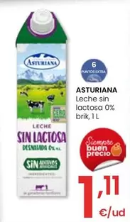 Oferta de Asturiana - Leche Sin Lactosa 0% por 1,11€ en Eroski