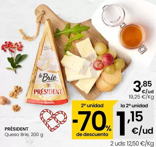 Oferta de Président - Queso Brie por 3,85€ en Eroski