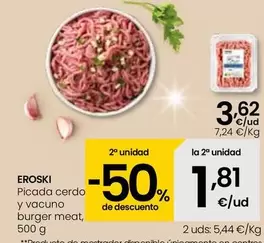 Oferta de Eroski - Picada Cerdo Y Vacuno Burger Meat por 3,62€ en Eroski