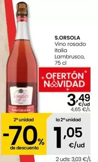 Oferta de S.Orsola - Vino Rosado Italia Lambrusco por 3,49€ en Eroski