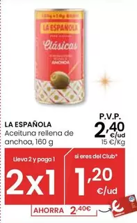 Oferta de La Española - Aceituna Rellena De Anchoa por 2,4€ en Eroski