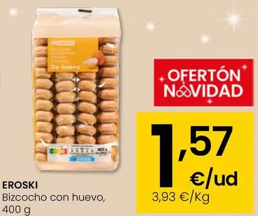 Oferta de Eroski - Bizcocho Con Huevo por 1,57€ en Eroski