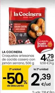 Oferta de La Cocinera - Croquetas Artesanas De Cocido Casero Con Jamón Serrano por 4,79€ en Eroski