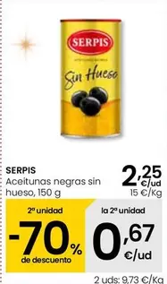 Oferta de Serpis - Aceitunas Negras Sin Hueso por 2,25€ en Eroski