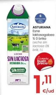 Oferta de Asturiana - Leche Sin Lactosa 0% por 1,11€ en Eroski