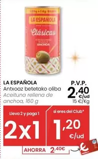 Oferta de La Española - Aceituna Rellena De Anchoa por 2,4€ en Eroski