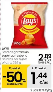 Oferta de Lay's - Patatas Sal Super Ahorro por 2,89€ en Eroski