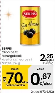 Oferta de Serpis - Aceitunas Negras Sin Hueso por 2,25€ en Eroski