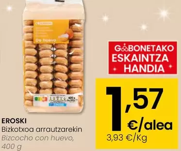 Oferta de Eroski - Bizcocho Con Huevo por 1,57€ en Eroski