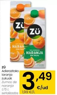 Oferta de Zü - Zumos De Naranja por 3,49€ en Eroski