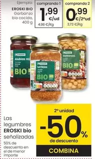 Oferta de Eroski Bio - Garbanzo Bio Cocido por 1,99€ en Eroski