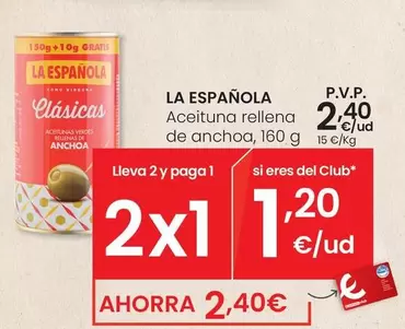 Oferta de La Española - Aceituna Rellena De Anchoa por 2,4€ en Eroski