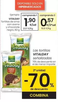 Oferta de Vitalday - Tortitas De Arroz Con Avena Y Chocolate Negro por 1,9€ en Eroski