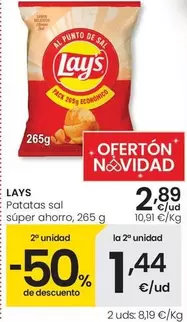 Oferta de Lay's - Patatas Sal Super Ahorro por 2,89€ en Eroski