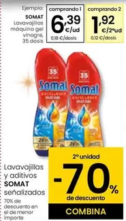 Oferta de Somat - Lavavajillas Maquina Gel Vinagre por 6,39€ en Eroski