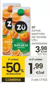 Oferta de Zu - Zumos Exprimido De Naranja por 3,98€ en Eroski