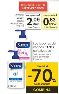 Oferta de Sanex - Jabon Manos Zero por 2,09€ en Eroski